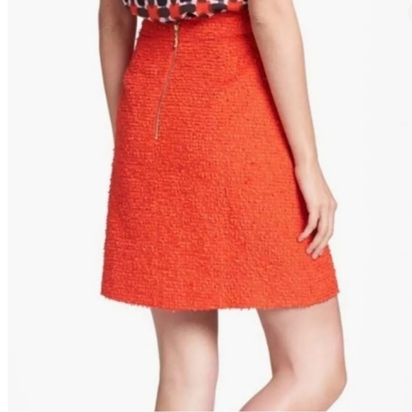 Kate Spade Orange Textured Gold Back Zip Hardware Women’s Pencil Skirt Size 4 - Picture 2 of 15